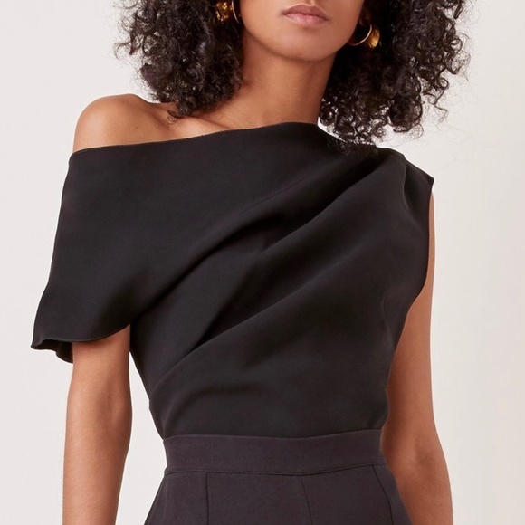 Acler Thistle Gathered One-Shoulder Crepe Top Black XS - Picture 5 of 8
